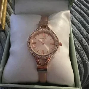 Laura Ashley Ladies Pink Thin Strap Rose Gold Case Crystal Bezel Watch Laura Ashley Ladies main image 3
